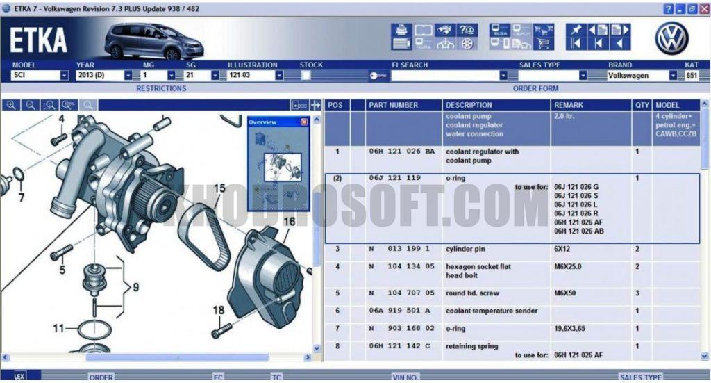 نرم افزار کاتالوگ شماره فنی قطعات و لوازم جانبی آئودی AUDI VOLKSWAGEN