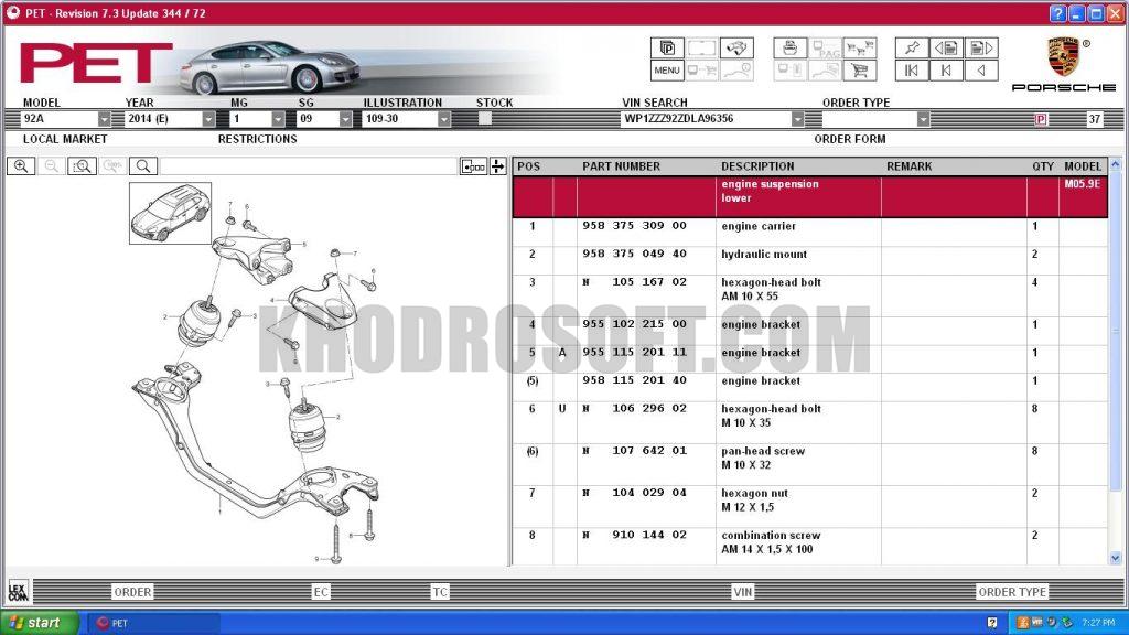 نرم افزار کاتالوگ شماره فنی قطعات پورشه PORSCHE Parts Catalog PET