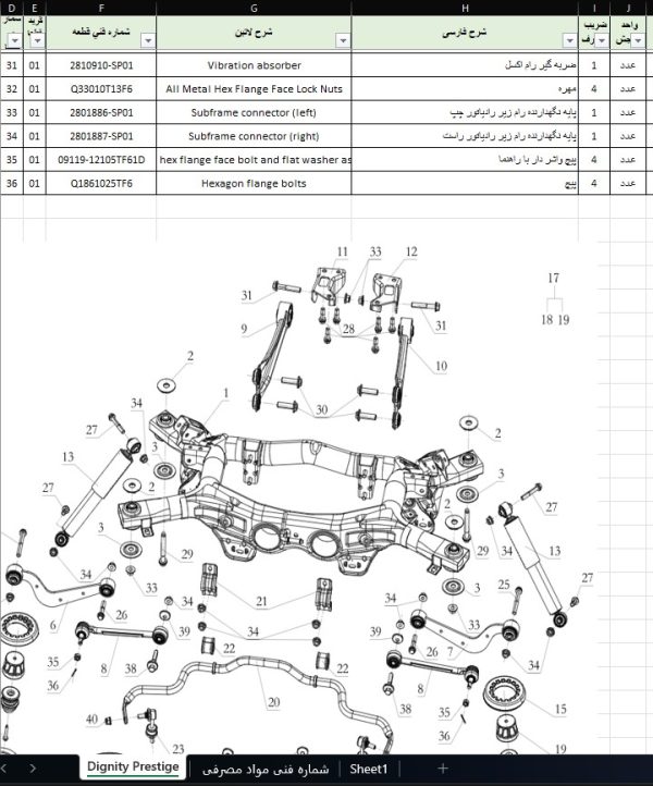 کاتالوگ و لیست قطعات دیگنیتی پرستیژ – BAHMAN DIGNITY PRESTIGE Parts Catalog