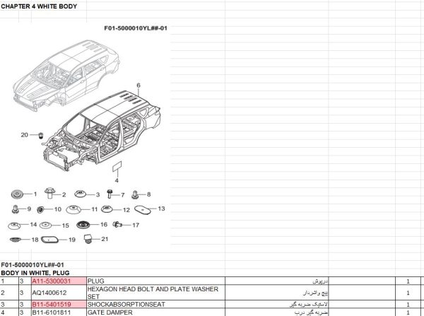 پارت کاتالوگ شماره فنی قطعات خودروی فیدلیتی پرایم - BAHMAN Fidelity Prime Parts Catalog