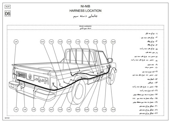 PDF نقشه ها و جانمایی دسته سیم کشی برق و مدارات الکتریکی وانت زامیاد NI NIB