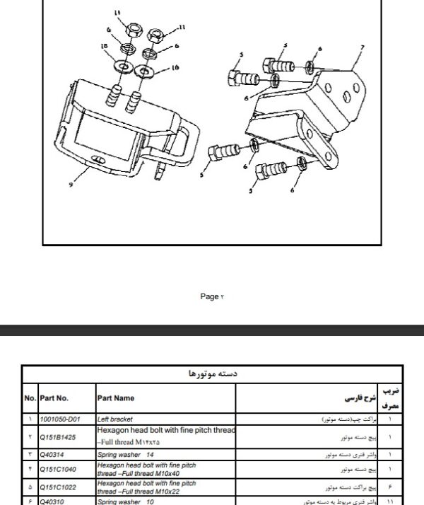 کاتالوگ قطعات موتور وانت دیزل زامیاد