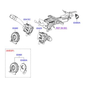 اسپیرال فرمان فنر ساعتی آزرا قدیم مدل ۲۰۰۷ تا ۲۰۱۰ - طرح اصلی - HYUNDAI AZERA CONTACT ASSY CLOCK SPRING - 93490-3K600